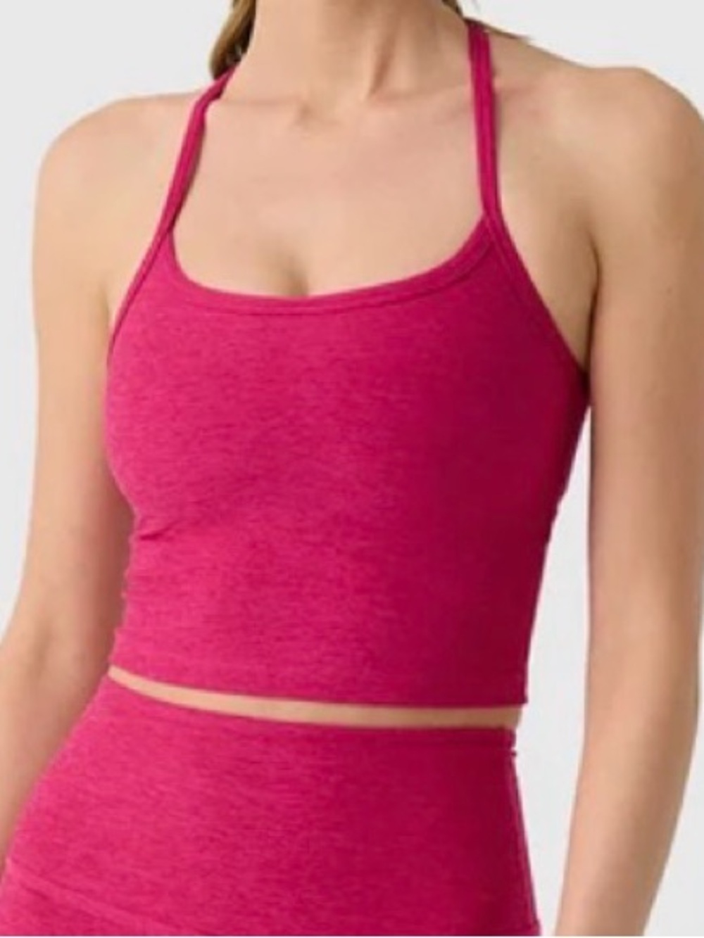 Beyond Yoga Spacedye Slim Racerback Cropped Tank- sangria heather - small